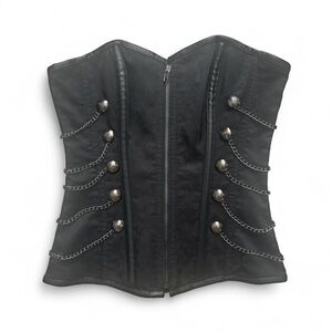 Black Corset with Chain and Button Details